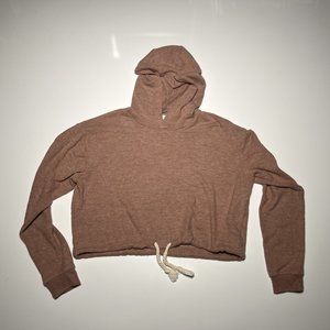 Cotton On Mauve Heather Mid-Belly Drawstring Crop Hoodie Womens Size S